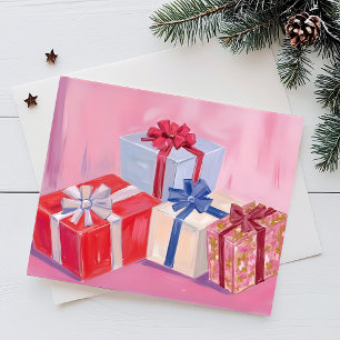 Cartes Pour Fêtes Annuelles Cadeaux jolis rose Cadeaux de Noël Aquarelle