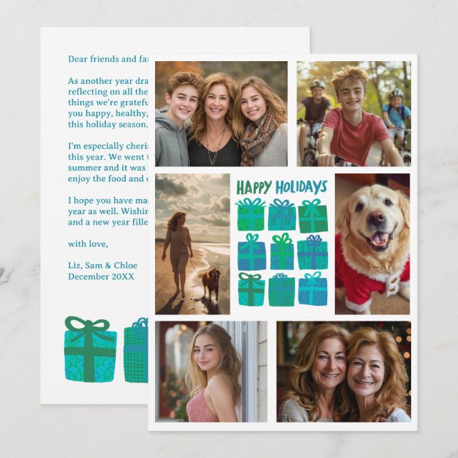 Cartes Pour Fêtes Annuelles Cadeaux mignons présente une photo CUSTOM 6 dessin (Devant / Derrière)