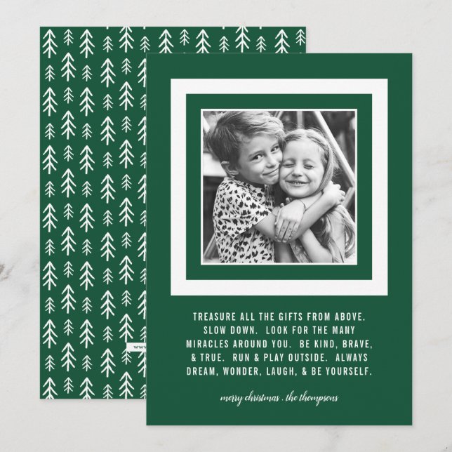 Cartes Pour Fêtes Annuelles Cadeaux précieux | 7x5 vert | Photo (Devant / Derrière)