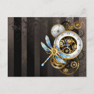 Cartes Pour Fêtes Annuelles Cadran Steampunk avec libellule