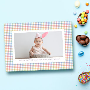 Cartes Pour Fêtes Annuelles Cadre à carreaux colorés photo Joyeuses Pâques