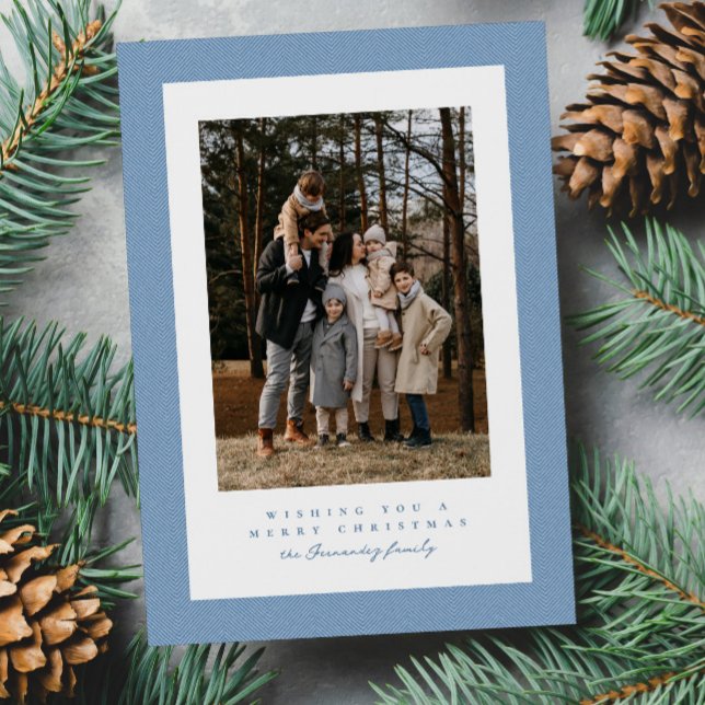 Cartes Pour Fêtes Annuelles Cadre bleu clair simple photo de Noël (Créateur téléchargé)