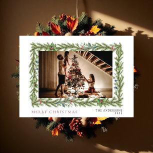 Cartes Pour Fêtes Annuelles Cadre botanique Noël   Famille élégante 1 photo