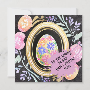 Cartes Pour Fêtes Annuelles Cadre botanique personnalisé d'œuf de Pâques paste