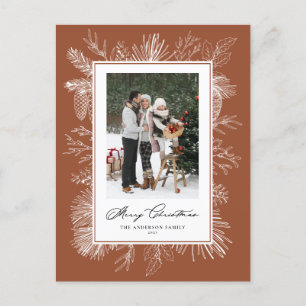 Cartes Pour Fêtes Annuelles Cadre botanique Terracotta Joyeux Noël Photo