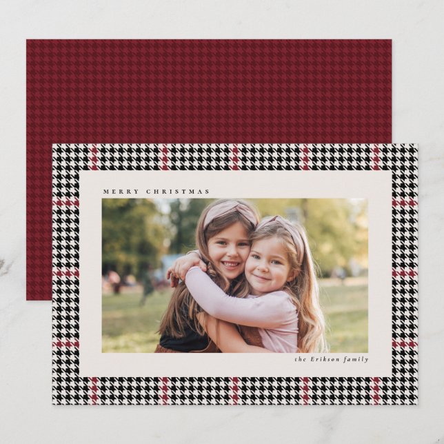 Cartes Pour Fêtes Annuelles Cadre de base classique rouge noir une photo (Devant / Derrière)