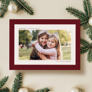 Cartes Pour Fêtes Annuelles Cadre de base de Noël classique une photo rouge