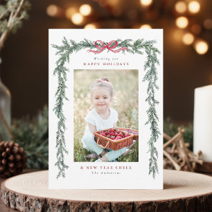 Cartes Pour Fêtes Annuelles Cadre de la branche de pin Photo Noël