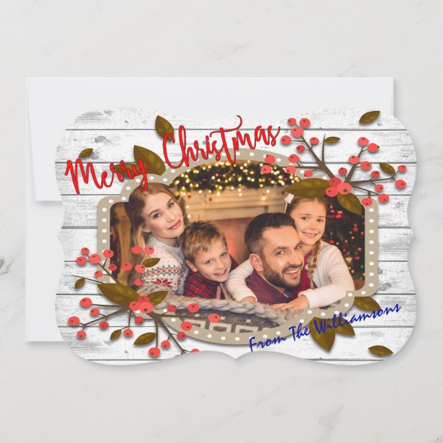 Cartes Pour Fêtes Annuelles Cadre de Noël Rétro Fantaisie Photo Coupe (Devant)