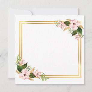 Cartes Pour Fêtes Annuelles Cadre doré avec Fleurs sur Diagonales