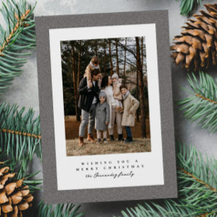 Cartes Pour Fêtes Annuelles Cadre en tweed simple photo noir blanc Noël