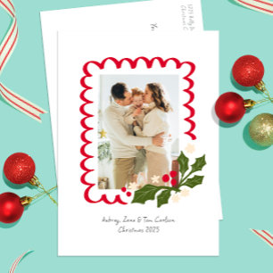 Cartes Pour Fêtes Annuelles Cadre festif de coquilles Saint-Jacques avec photo