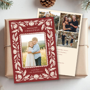 Cartes Pour Fêtes Annuelles Cadre Floral Art populaire Noël 4 Photo