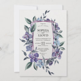 Cartes Pour Fêtes Annuelles Cadre géométrique bouquet fleuri violet