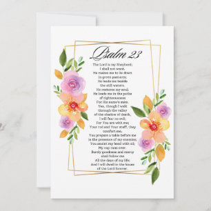 Cartes Pour Fêtes Annuelles Cadre géométrique floral Psaume 23