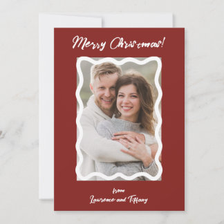 Cartes Pour Fêtes Annuelles Cadre photo à lignes ondulées rouges et blanches