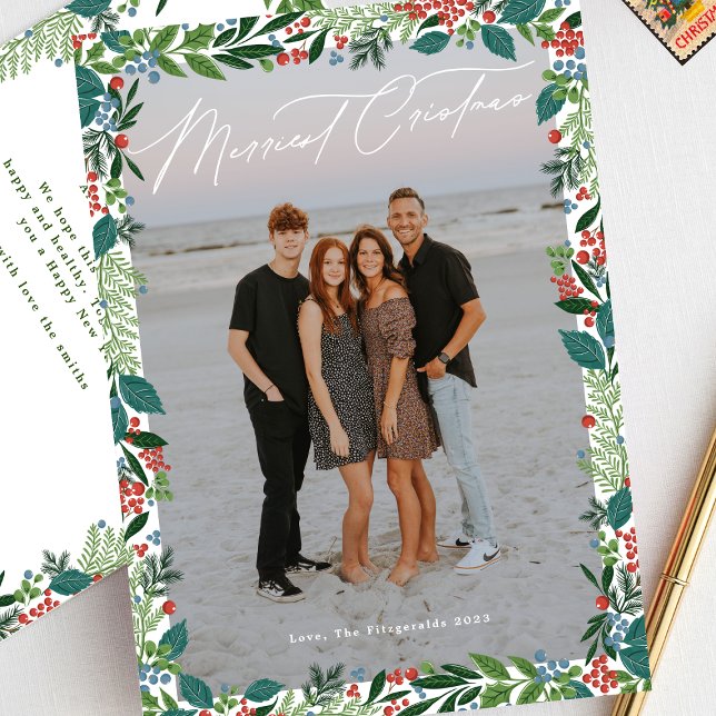 Cartes Pour Fêtes Annuelles Cadre photo Botanique Personnalisée Plus joli Noël (Créateur téléchargé)