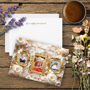Cartes Pour Fêtes Annuelles Cadre photo Collage Baroque Fleurs Or tendre