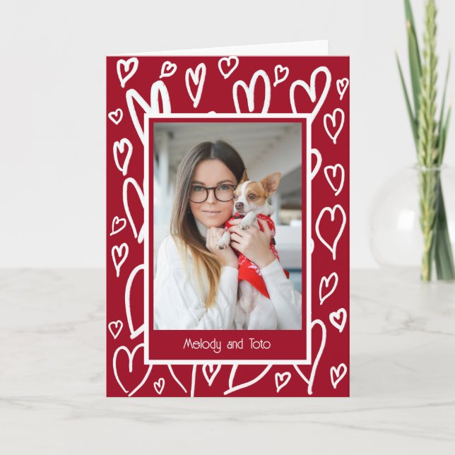 Cartes Pour Fêtes Annuelles Cadre photo de la Saint-Valentin Coeurs blancs (Devant)