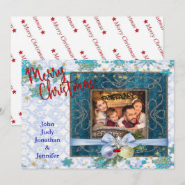 Cartes Pour Fêtes Annuelles Cadre photo de Noël bleu neige
