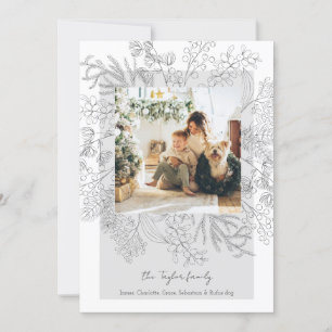 Cartes Pour Fêtes Annuelles Cadre photo de Noël gris hiver de feuillage
