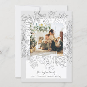 Cartes Pour Fêtes Annuelles Cadre photo de Noël gris hiver de feuillage