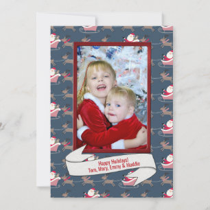 Cartes Pour Fêtes Annuelles cadre photo de Noël rouge sur Père Noël arrière - 