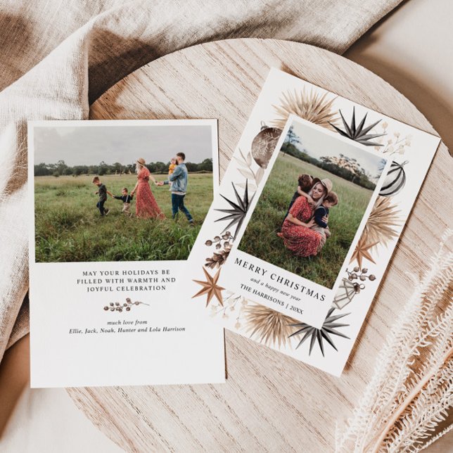 Cartes Pour Fêtes Annuelles Cadre photo de Noël Rustique moderne Scandi (Créateur téléchargé)