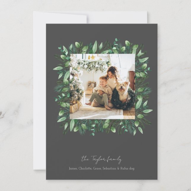 Cartes Pour Fêtes Annuelles Cadre photo de Noël Vert hiver Folithe (Devant)