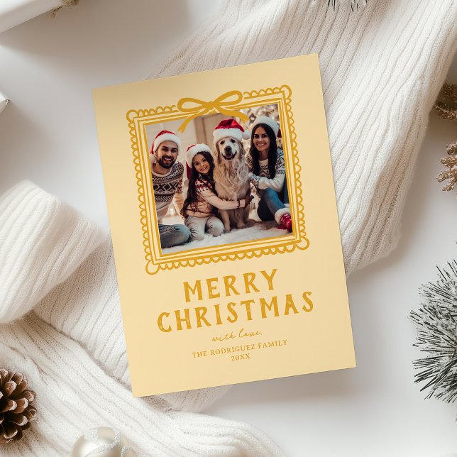 Cartes Pour Fêtes Annuelles Cadre photo doodle jaune Noël (Créateur téléchargé)