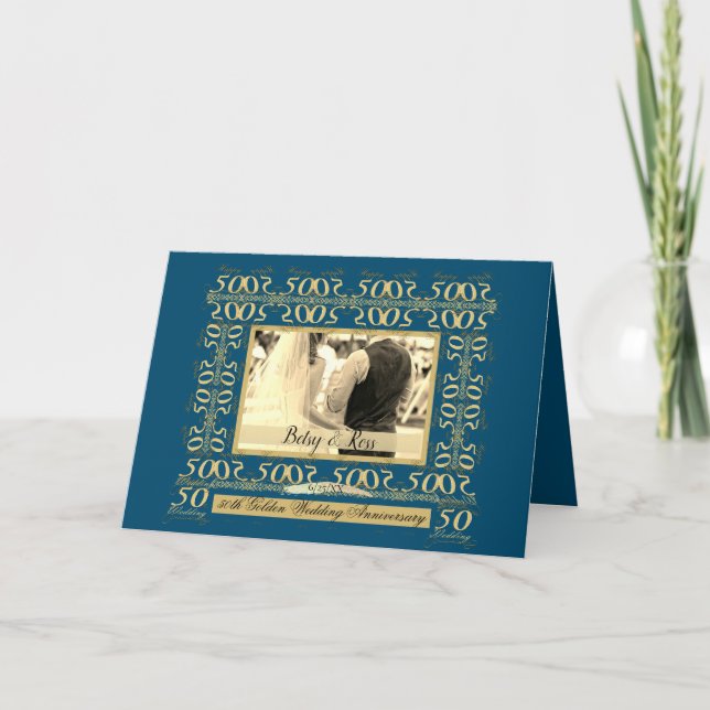 Cartes Pour Fêtes Annuelles Cadre+Photo du 50e anniversaire de l'Mariage (Devant)