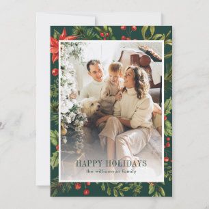 Cartes Pour Fêtes Annuelles Cadre photo floral de verdure à l'aquarelle