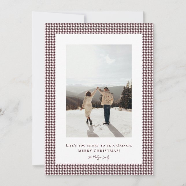 Cartes Pour Fêtes Annuelles Cadre photo Houndstooth Light Chocolate Cosmos (Devant)