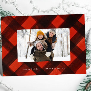 Cartes Pour Fêtes Annuelles Cadre photo moderne Noir rouge Noël Plaid