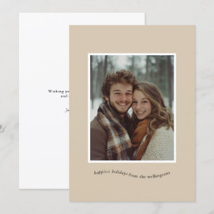 Cartes Pour Fêtes Annuelles Cadre photo neutre ultra-minimal avec texte ondulé