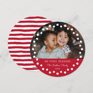 Cartes Pour Fêtes Annuelles Cadre photo ornement blanc moderne à points rouges