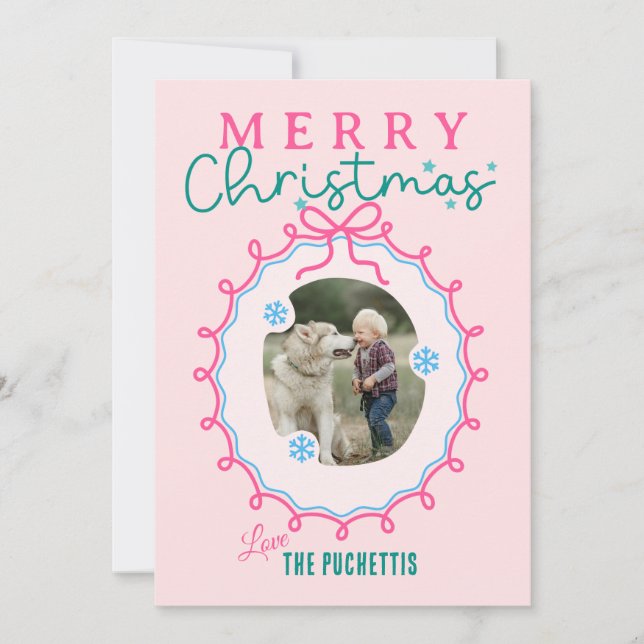 Cartes Pour Fêtes Annuelles Cadre rose amusant Noël (Devant)