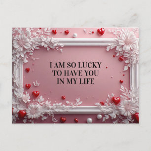 Cartes Pour Fêtes Annuelles Cadre rose romantique aux coins floraux blancs