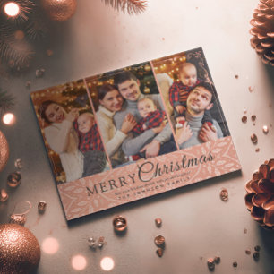Cartes Pour Fêtes Annuelles Cadre rose simple et élégant 3 Photo Noël