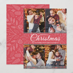 Cartes Pour Fêtes Annuelles Cadre rouge simple et élégant 4 Photo Noël