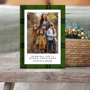 Cartes Pour Fêtes Annuelles Cadre simple plaqué vert foncé photo Noël