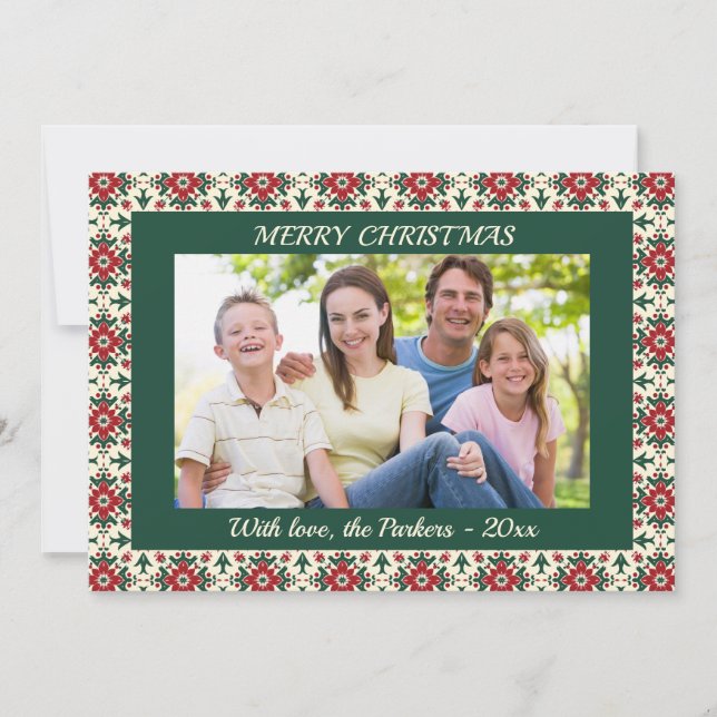 Cartes Pour Fêtes Annuelles Cadre traditionnel élégant Photo de Noël (Devant)