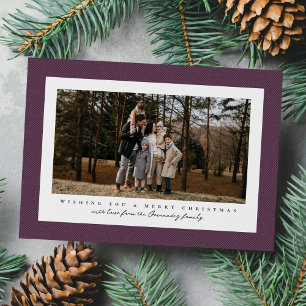 Cartes Pour Fêtes Annuelles Cadre tweed classique photo violet Joyeux Noël