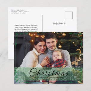 Cartes Pour Fêtes Annuelles Cadre vert simple et élégant Photo Noël