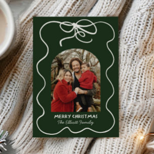 Cartes Pour Fêtes Annuelles Cadres de Bow Whimsical Vert Photo Arche Noël