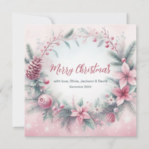 Cartes Pour Fêtes Annuelles Cadres d'hiver rose Noël