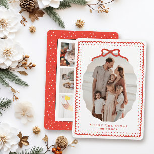 Cartes Pour Fêtes Annuelles Cadres gribouillés rouges et nœud 4 Photo Noël