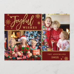 Cartes Pour Fêtes Annuelles Cadres or Joyeux Noël 2 PHOTO Salutation