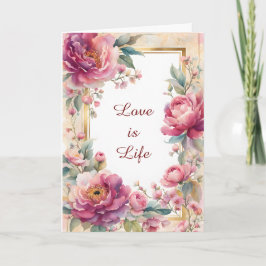 Cartes Pour Fêtes Annuelles Cadres or Rose rose et mauve Valentine