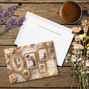 Cartes Pour Fêtes Annuelles Cadres Rose Vintage avec une Douce Lueur Florale D